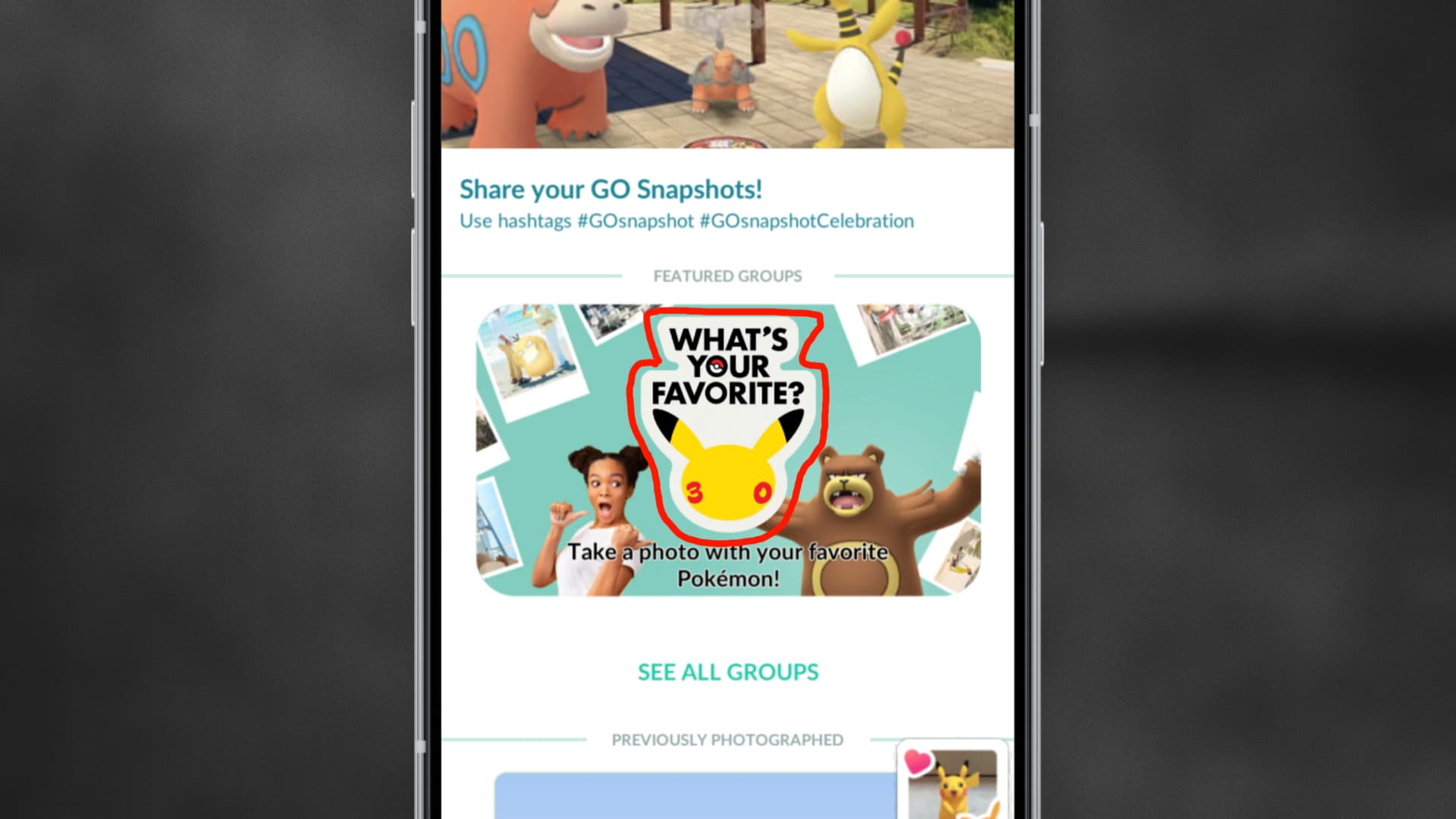 Tap on the What's your Favorite promo